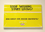 Jean Lowe, signs, Stop Wishing, Start Living!