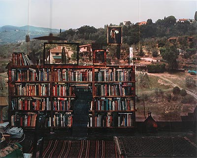 Camera Obscura: View of Landscape Outside of Florence in Room with Bookcase, Italy