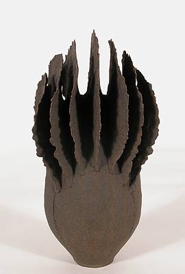 Little Flame Form, Brown Crackle Matte Glaze