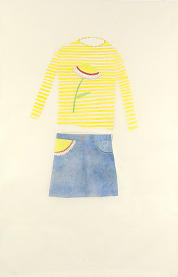 Yellow Stripes with Jean Skirt